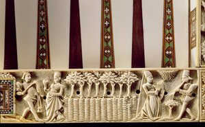 Border of a backgammon board depicting a pair of lovers, 1415 by French School