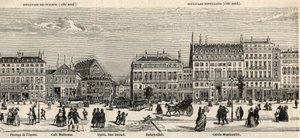 Boulevard des Italiens et boulevard Montmartre - Cafe Mulhouse - Cercle Montmartre - Jockey club - Engraving in 