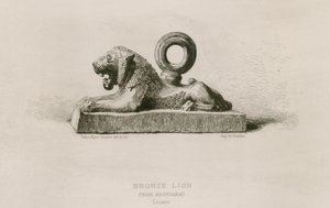 Bronze lion, from Khorsabad, Louvre (engraving)