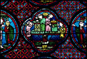 Builders at work, 13th century by French School