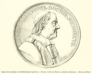 Medal Cabinet of the Imperial Library, Jacques de Sainte-Beuve, medal by Bertinet (engraving)