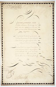 Calligraphy: Reception piece dated 1737 by Andre Francois Roland by French School