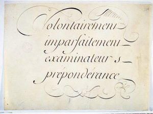 Calligraphy: manuscript piece around 1670 by Andre Francois Roland by French School