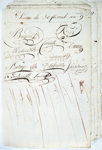 Calligraphy: sheet of the register of the Academic Society of Writing, 30 Floreal an IX by French School