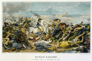Campaign (Expedition) of Egypt (1798-1801): Joachim Murat (1767-1815) during the Battle of Aboukir on 25 July 1799 during which Bonaparte rejected the Turks to the sea by French School