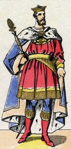 Capetian Dynasty: Portrait of Philip I of France (1052-1108), King of the Franks from 1060 to 1108. Epinal imaging from the end of the 19th century. Private collection. by French School