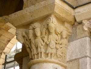 Capital Depicting a Group of Men by French School