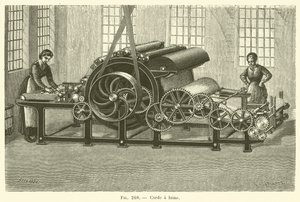 Wool Carding (engraving) by French School