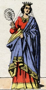 Carolingian dynasty: Portrait of Edwige of Wessex (Edgiva, Otgiva, Ogive, circa 903-951) Queen of the Franks wife of Charles III called the Simple (879-929). Epinal imaging from the end of the 19th century. Private collection. by French School