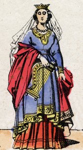 Carolingian dynasty: Portrait of Emma of France (894-934) wife of Raoul of France (c. 890-936). Epinal imaging from the end of the 19th century. Private collection. by French School