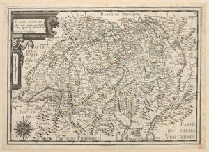 Carte generale des treze cantons de Suisse, Vallay, Ligues, Grise, Maison-Dieu, et Valteline by French School