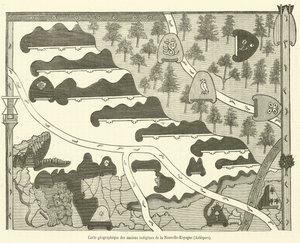 Geographical Map of the Ancient Indigenous People of New Spain, Aztecs (engraving) by French School