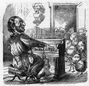 Cartoon of the German composer Richard Wagner by French School