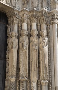 Cathedral of Chartres, Detail of the Fire Right of the Central Bay of the Royal Gate, from Left to Right, a Prophet, King David, a Queen, Solomon