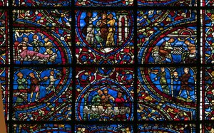 Cathedral of Chartres, Stained Glass: Parable of the Prodigal Son (detail) by French School