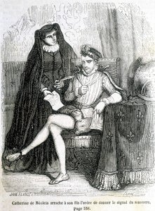 Catherine de Medici Tears from Her Son Charles IX the Order to Give the Signal of the Massacre of Saint Bartholomew in 1572 by French School