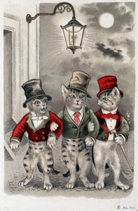 Cats in situation - postcard early 20th century by French School