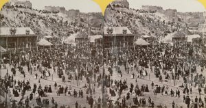 Celebration in Montmartre, Paris, stereoscopic view, c.1860 by French School