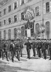 Centenary of Ecole Polytechnique: Sadi Carnot, French president reviewing the students, Paris 1894