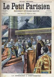 Ceremony of the coronation in Westminster: King Edward VII and Alexandra of Denmark, in 