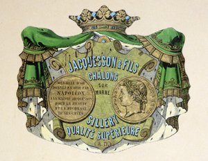 Champagne Label for Jacquesson & Fils, Champagne Sillery Marque, Mid 19th Century
