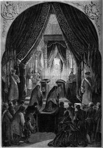 Funeral chapel during the funeral of Count Philippe Antoine Ornano (1784-1863), Marshal of the Empire. Paris, Invalides by French School