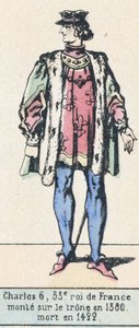 Charles VI, 53rd King of France, ascended the throne in 1380, died in 1422 by French School