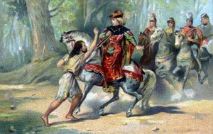 Charles VI caught in madness in the forest of Le Mans by French School