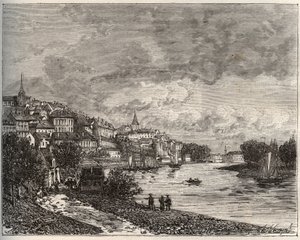 Chateau-Gontier - Mayenne en region Pays de la Loire - engraving in La France illustree: geography, history, administration statistique by V.-A. Malt-Brown by French School