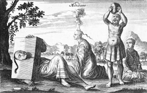 Chinese Mendians Performing Self-Inflicting Acts, 1664 by French School
