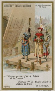 Chocolat Guerin-Boutron trade card, Historic Words series by French School