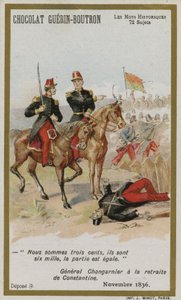 Chocolat Guerin-Boutron trade card, Historic Words series by French School
