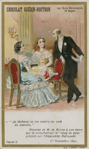 Chocolat Guerin-Boutron trade card, Historic Words series by French School