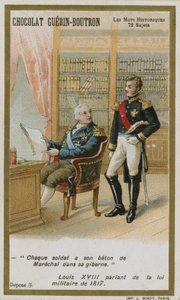 Chocolat Guerin-Boutron trade card, Historic Words series by French School