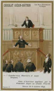 Chocolat Guerin-Boutron trade card, Historic Words series by French School