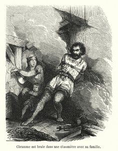 Chramme is Burned in a Cottage with His Family by French School
