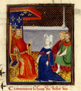 Christine addressing Louis d’Orléans, MS Harley 4431, f.58v, France, c.1410-14