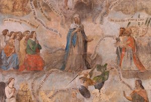 Church of Saint-Jean-Baptiste. Interior. Chapel Saint-Fursy. Mural Paintings. The Glorification of Mary. Early 17th Century. by French School