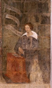 Church (Eglise Saint-Jean-Baptiste). Interior. Chapel Saint-Fursy. Mural paintings. The glorification of Mary (fresco called the good death). Begin 17th century. by French School