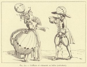 Hairstyles and Clothes in the Balloon (caricature) (engraving)