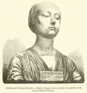 Collection of M Gustave Dreyfus, Beatrix of Aragon, Marble Bust from the Fifteenth Century (engraving)