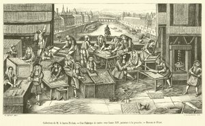 Collection of Baron Pichon, A Card Factory under Louis XIV (engraving) by French School