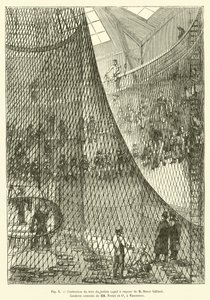Making the Net for the Steam Captive Balloon by Mr. Henri Giffard, Central Rope Factory of MM Fretet and Co., Vincennes by French School