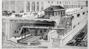 Coupe de la station Saint Michel à Paris in 
