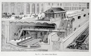 Cut of the St Michel Metro Station in Paris - in 