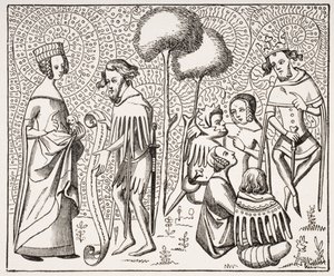 Court of Love in Provence, after a 14th century manuscript, from Le Moyen Age et La Renaissance by Paul Lacroix (1806-84) published 1847 by French School