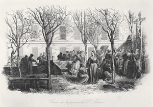 Courtyard of the Paris St. Lazare Prison, c. 1840 by French School