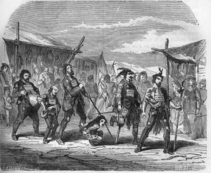 Criminality in the Middle Ages: the Malandrins. Engraving in 