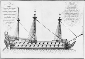 Cross-section of the fully completed inside of a vessel, illustration from the Atlas de Colbert, plate 37