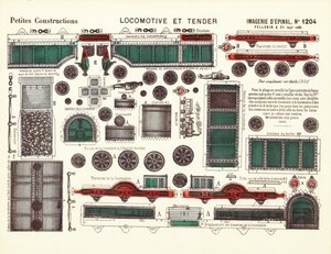 Cut-Out Designs for a Steam Locomotive and Tender, c.1880